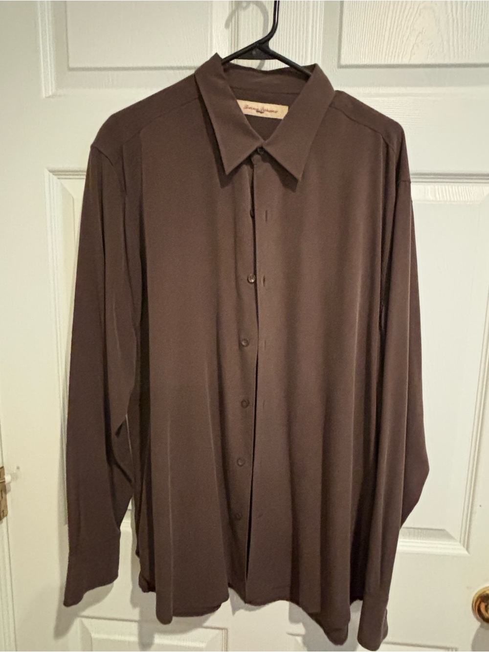 Tommy Bahama L Brown Silk Blend Button Down Shirt - 84% Silk 16% Wool - Picture 4 of 4